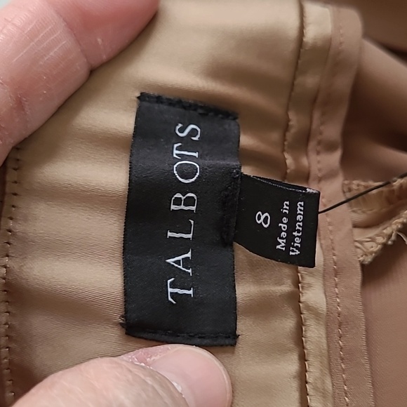 NWT Talbots Dark Gold Tan wide leg pants with satin shine size 8 - Picture 4 of 13
